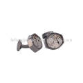 Antique punho de arma preto cufflinks, homens assistir abotoaduras jóias